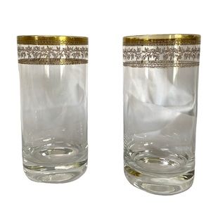 Vintage Gold Engraved Floral Design Glasses